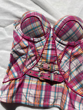 Load image into Gallery viewer, 2000s plaid buckle bustier (S)
