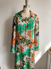 Load image into Gallery viewer, Vintage 80’s printed zip down collar maxi dress
