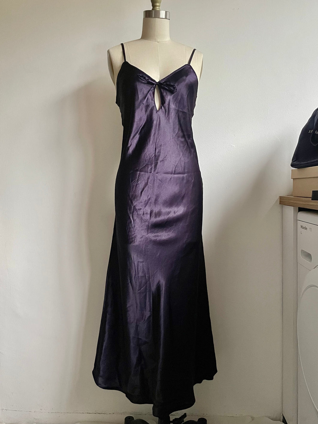 Dark purple silky etam slip gown (S)