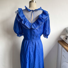 Load image into Gallery viewer, Amazing 80’s vintage prairie blue puff sleeve maxi dress
