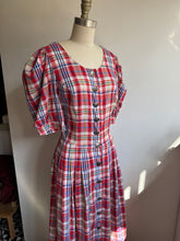Load image into Gallery viewer, Vintage plaid button down dress (M)
