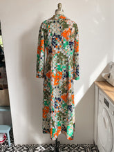 Load image into Gallery viewer, Vintage 80’s printed zip down collar maxi dress
