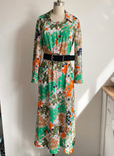 Load image into Gallery viewer, Vintage 80’s printed zip down collar maxi dress
