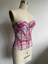 Load image into Gallery viewer, 2000s plaid buckle bustier (S)
