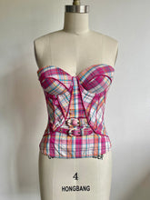 Load image into Gallery viewer, 2000s plaid buckle bustier (S)
