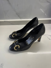 Load image into Gallery viewer, Vintage Italian leather court pumps heels with gold buckle detailing EU38 / UK5
