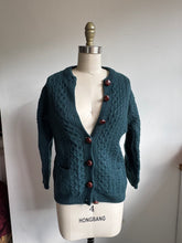 Load image into Gallery viewer, Vintage teal virgin wool cardigan (S)
