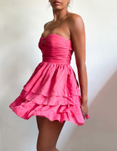 Load image into Gallery viewer, 00’s Bebe Silk ruffled ruched mini dress
