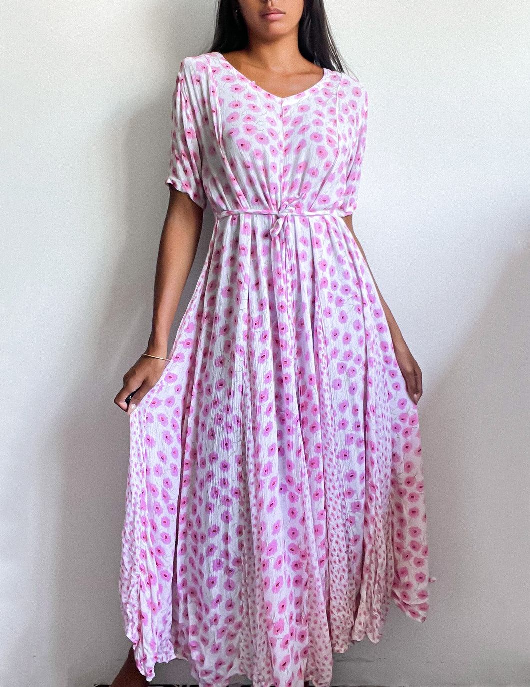 Vintage cotton disty floral summer maxi dress