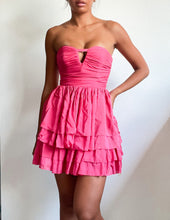 Load image into Gallery viewer, 00’s Bebe Silk ruffled ruched mini dress
